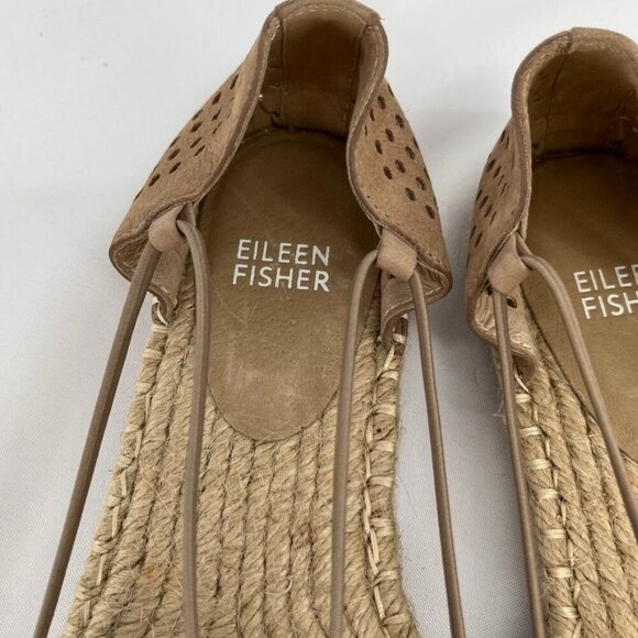 Eileen Fisher Lee 2 Slip On Espadrille Size 8 Latte Jute Foodbed - Picture 2 of 11